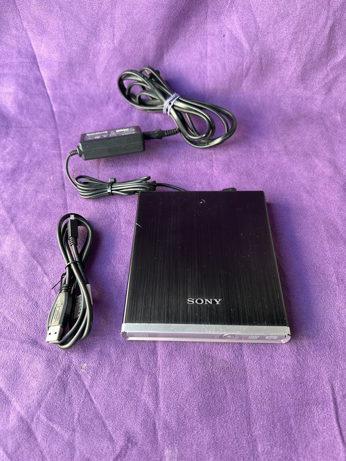 Sony DRX-S70U Grey Slim Portable Rewritable Drive With Power Cord USB Adapter