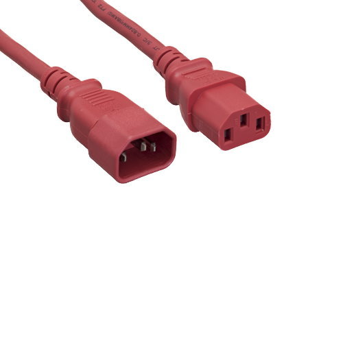Lot 10pc Red/Blue/Green Color-Coded Extension Power Cord C13/C14 18AWG 10A 250V
