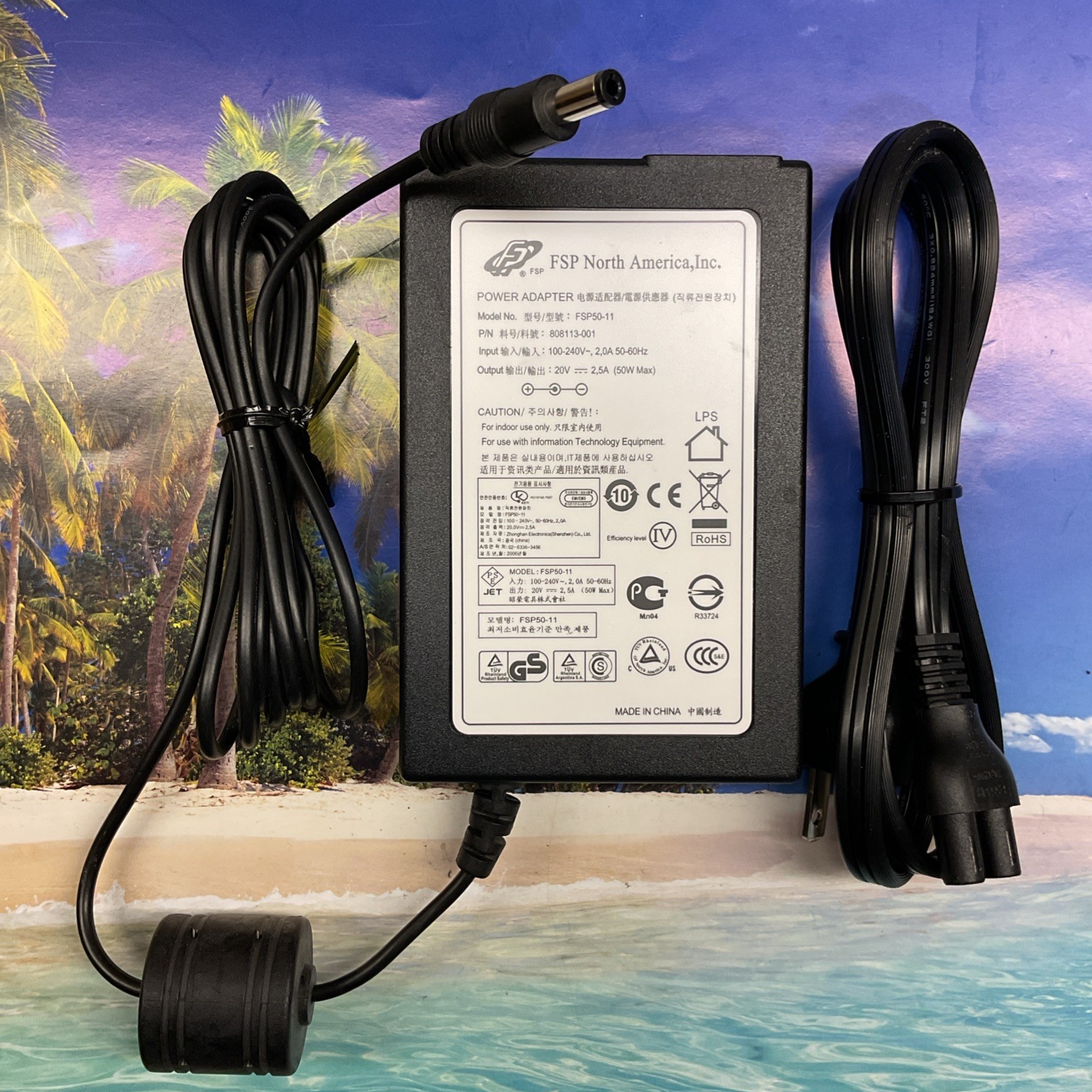 GENUINE FSP FSP50-11 AC Adapter Power Supply 20V 2.5A 50W for Zebra Printer