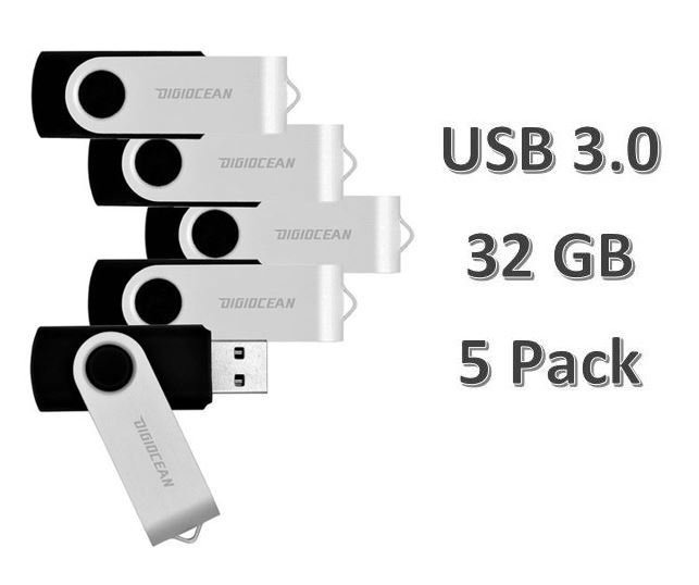 (Pack of 5) Digiocean USB 3.0 Flash Drives 32GB Thumb Drive 