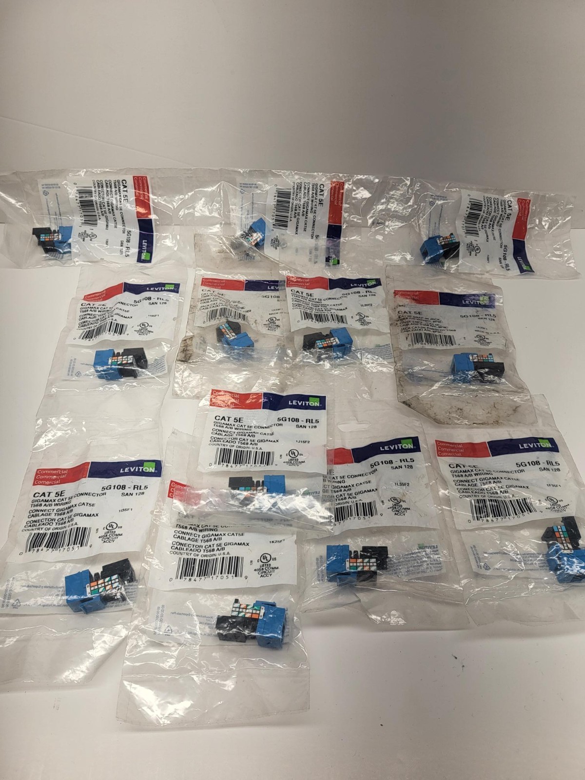Leviton 5G108-RL5 Blue Snap in Connector 12 pack Gigamax CAT5E connector T568 AB