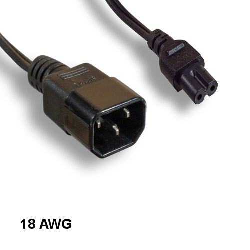 Kentek 2' IEC-60320 C14 to C7 2Prong Power Cable SPT-2 18 AWG for Travel/PDU/UPS