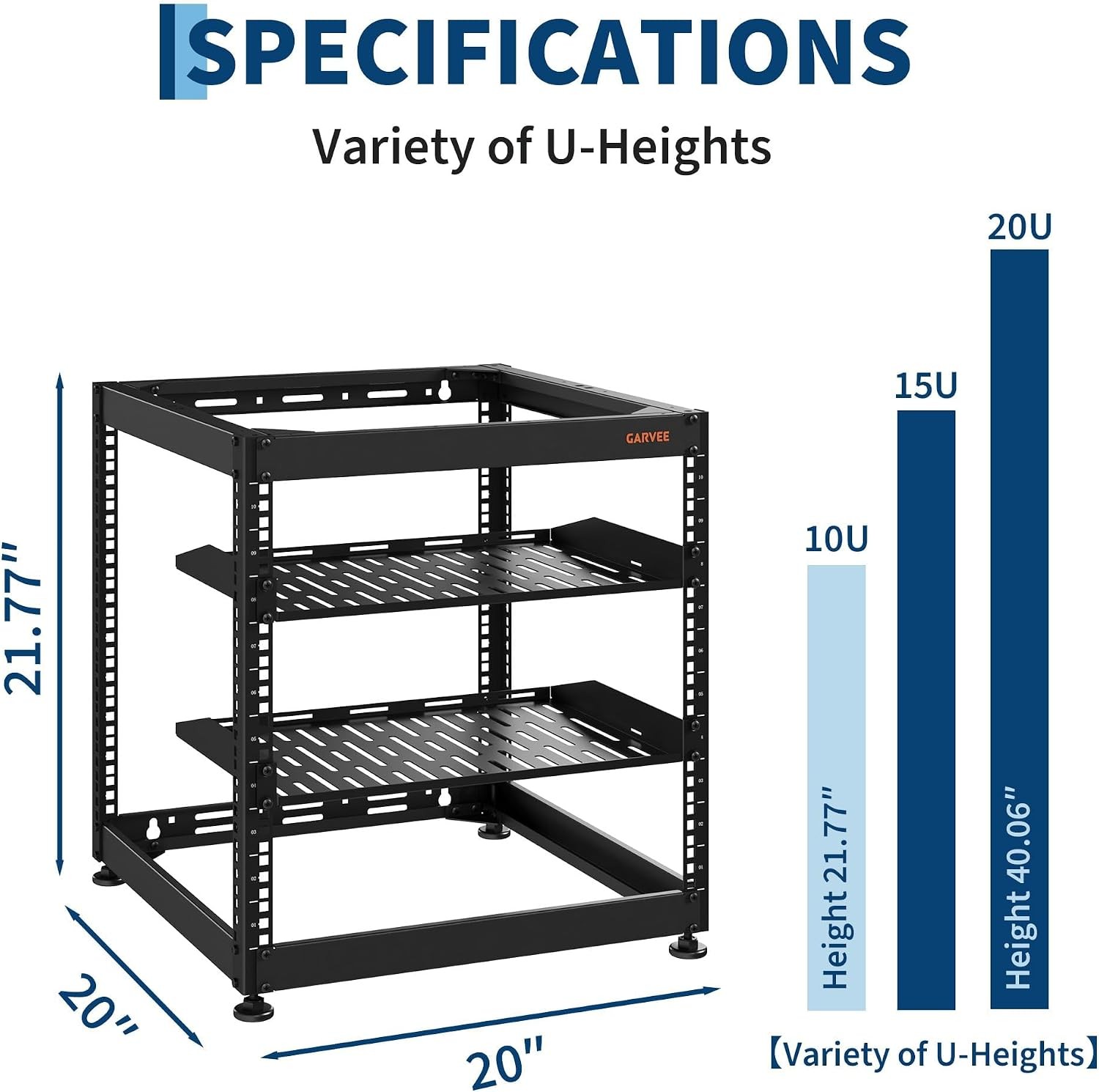 Open Frame Network Server Rack 10/15/20U w/Casters Shelves Wall,Mount Floor