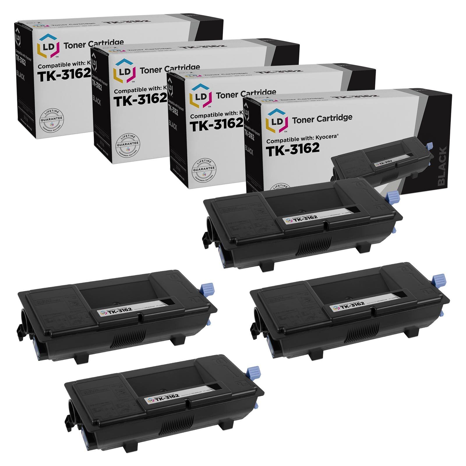 LD Compatible Kyocera TK-3162 (1T02T90US0) Black Toner 4-Pack for ECOSYS P3045dn