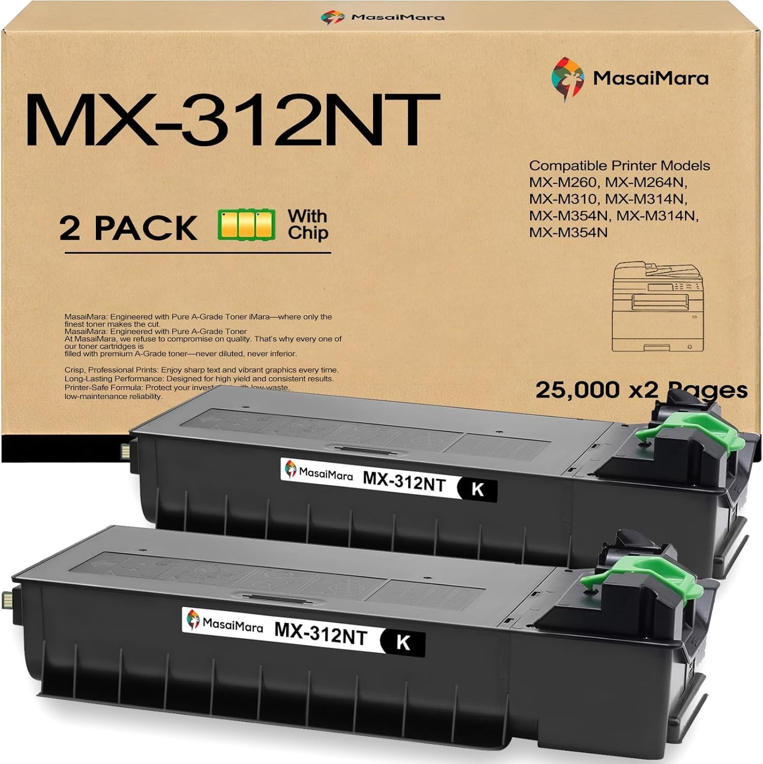 High Capacity MX-312NT MX 312NT MX312NT Compatible Toner Cartridges 2 Pack 4426