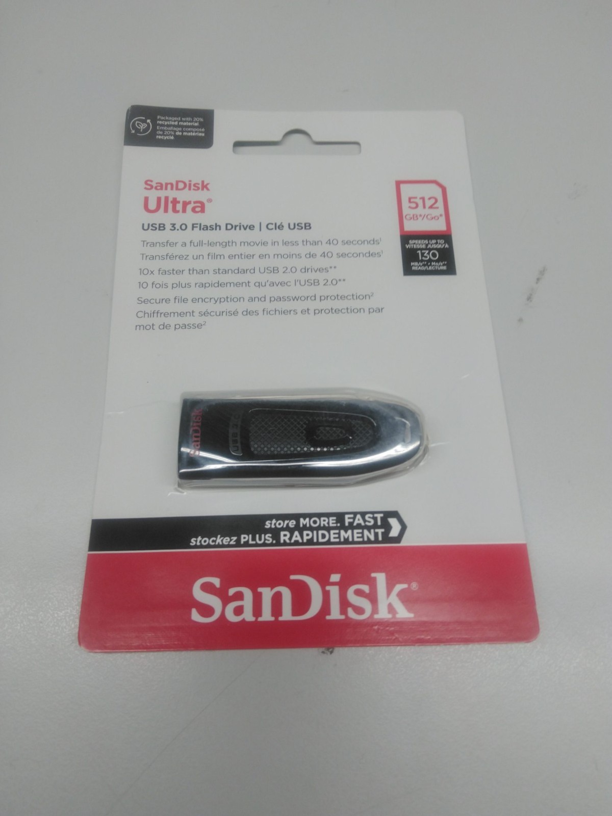 Sandisk Ultra SDCZ48-512G-G46 512GB USB 3.0 Flash Drive Black 130MB/s Encrypted