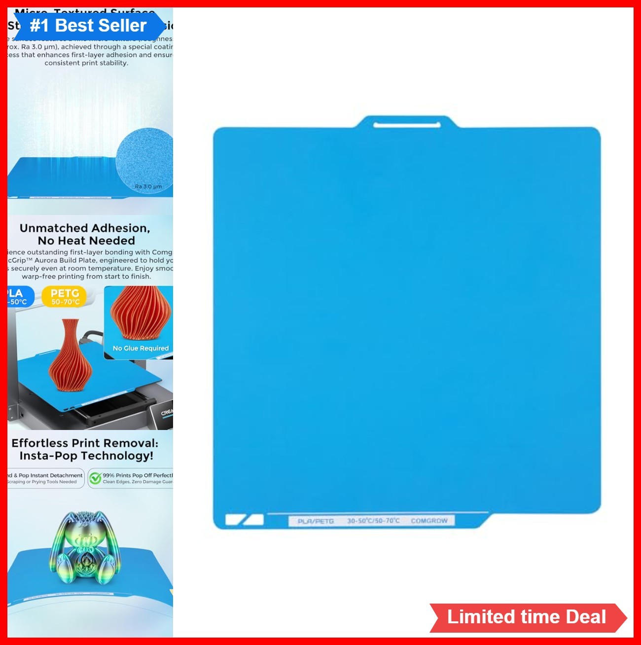 Cold Build Plate 3D Printer Spring Steel Sheet Frosted Dual Sided For PLA PETG