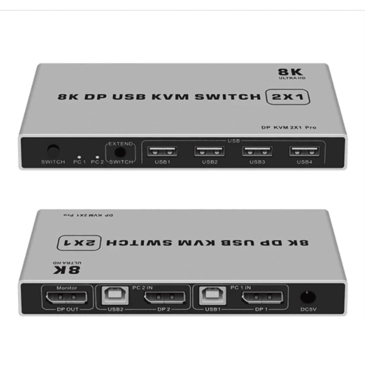 4 x 2  8K UltraHD USB3.0 KVM SWITCH 8K Dual DP KVM