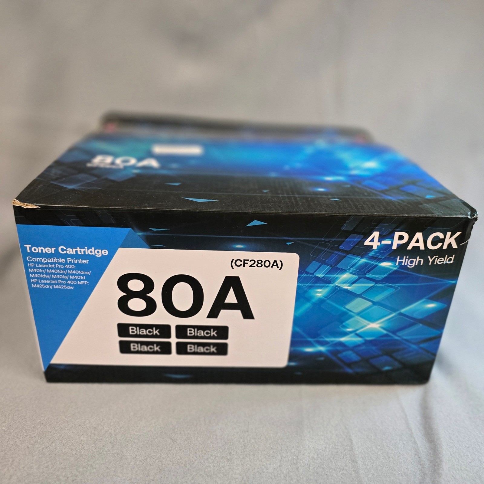 WOEBYAS 80A CF280A Black Toner Cartridge 4-Pack for HP LaserJet Pro 400 M401
