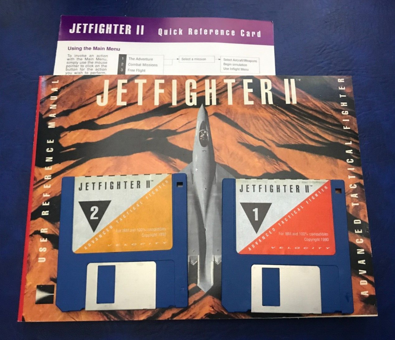Vintage 1990 Jetfighter II Software On 3.5" Disk with Manual and Quick Reference