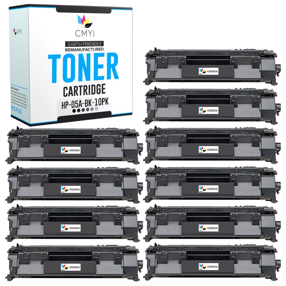 10-Pack CMYi Replacement 05A Combo Pack Toner Cartridge for HP LaserJet P2055X