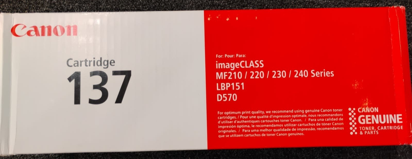 Canon 137 Black Laser Printer Toner Cartridge - New , P2