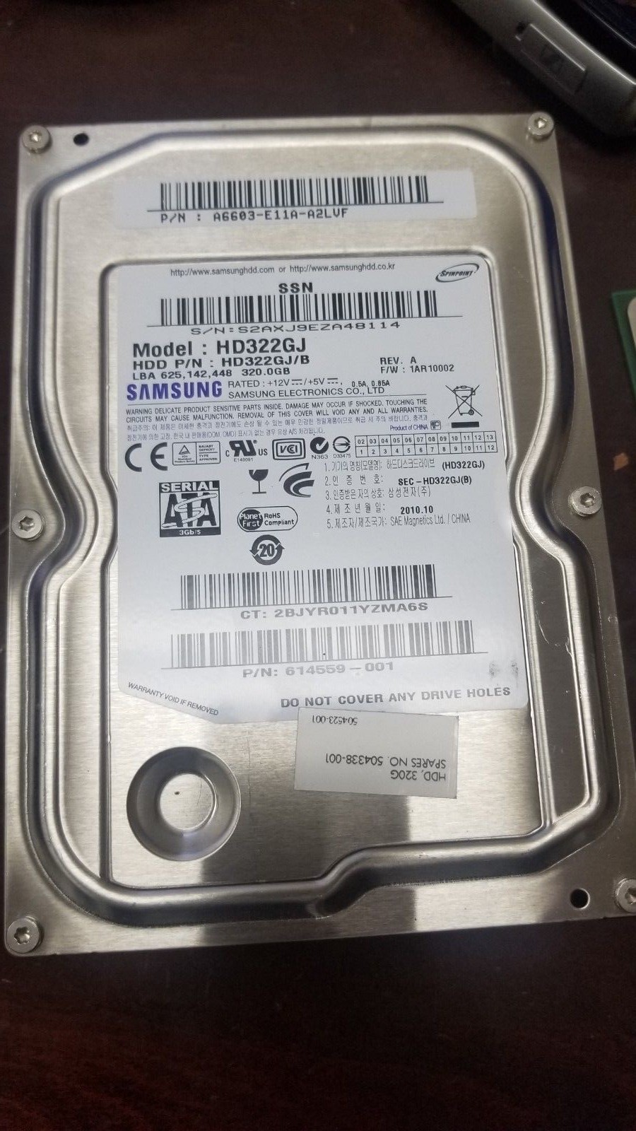 HP 504338-001 498140-001 320GB SATA 7200RPM 3.5" SATA Hard Disk Drive