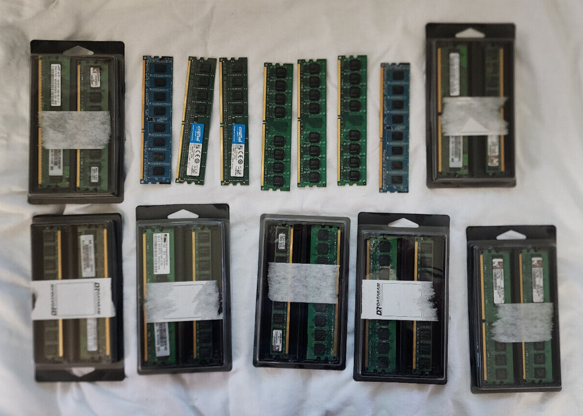 Mixed Lot (21 Pcs) DDR2 RAM Kingston Samsung ProMAS Apscer Ramaxek  Crucial