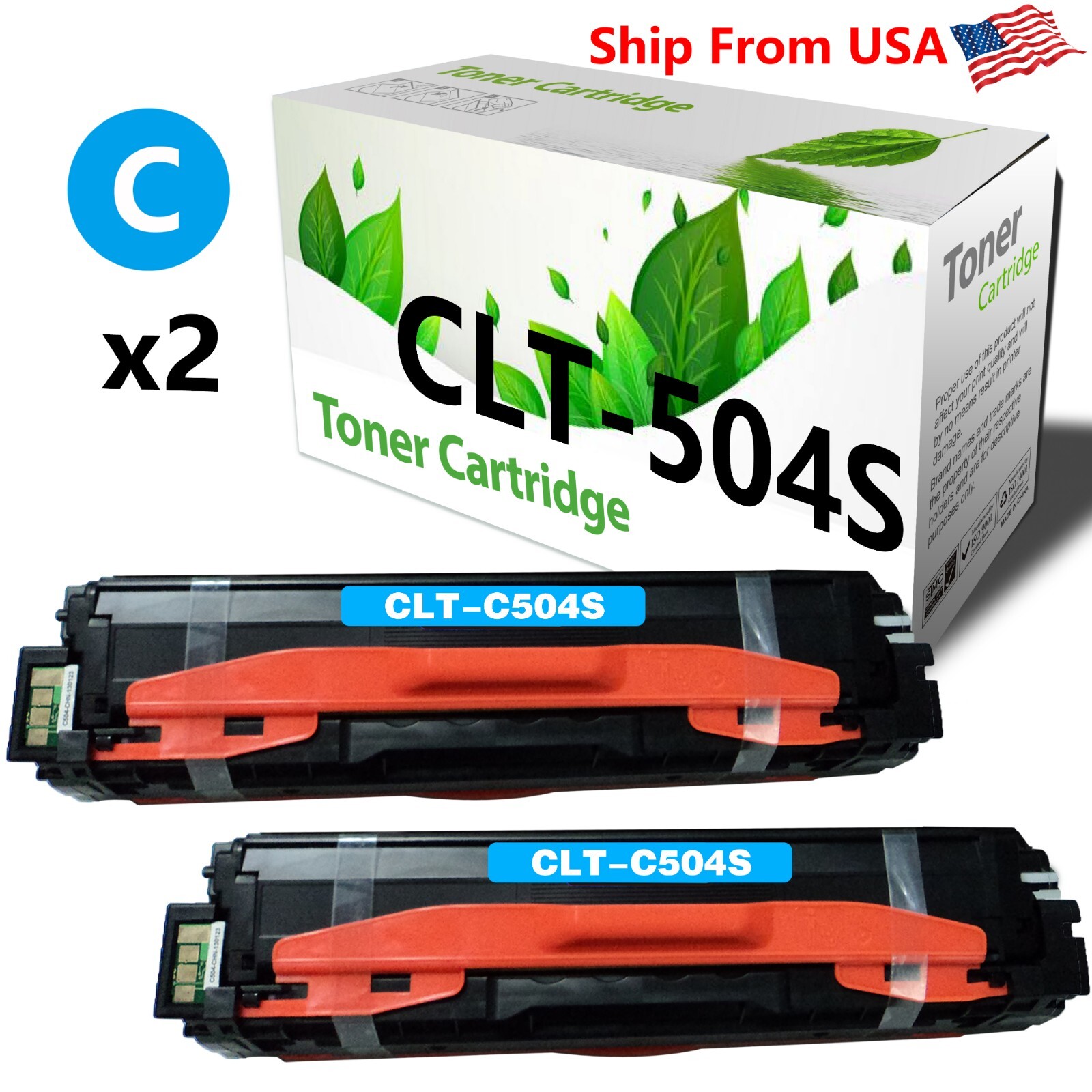 2-Pack CLT-504S 504S Cyan Toner Cartridge Fit For CLP-475 CLX-4195N