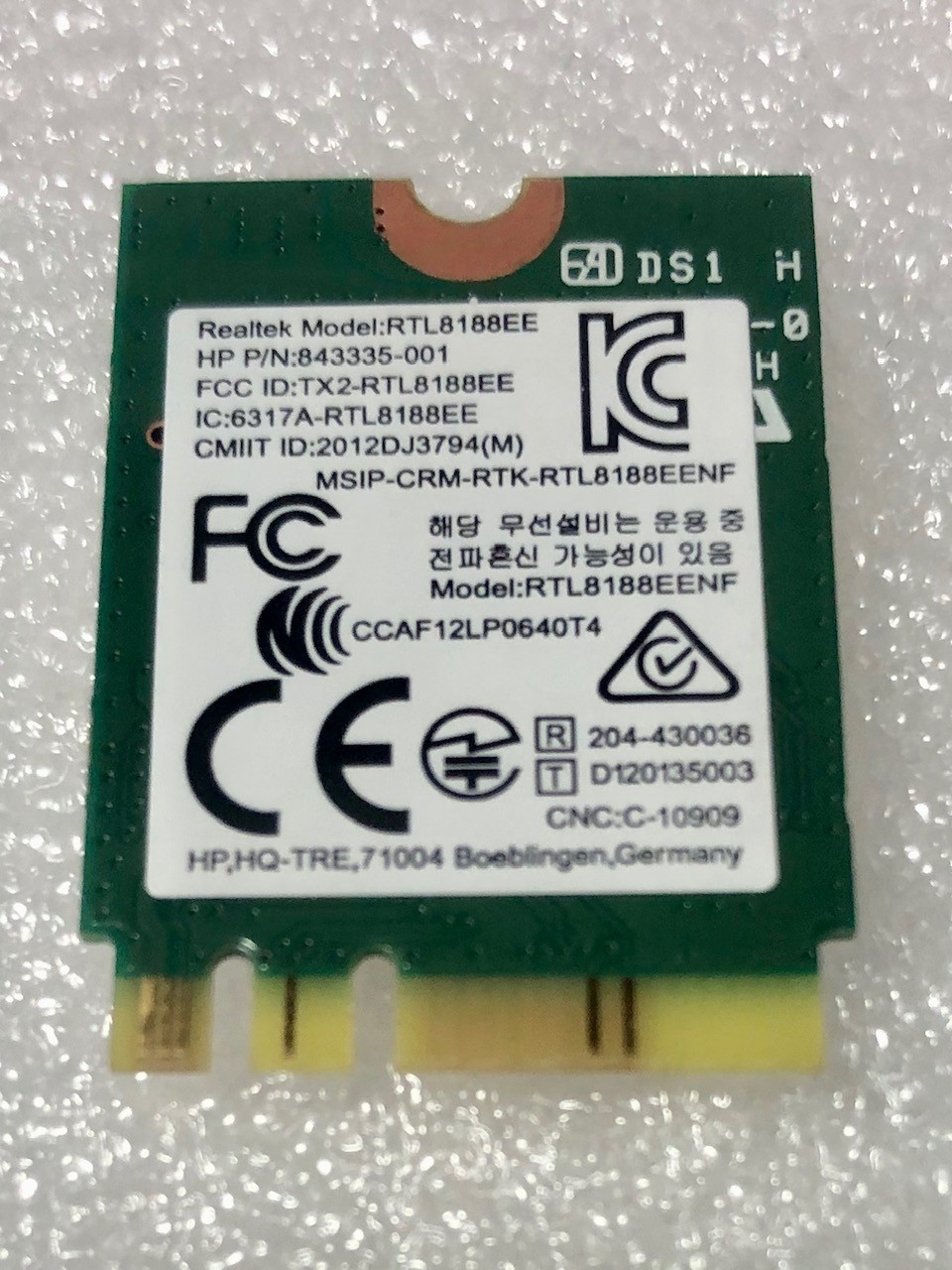 Realtek RTL8188EE 802.11b/g/n NGFF AW-NE259NF U98H113.21 843336-001