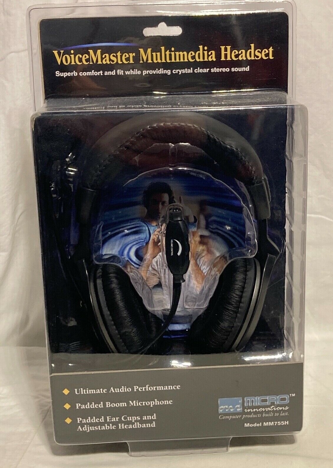 Micro Innovations Voicemaster Multimedia Padded Stereo Headset Black.  MM755H 
