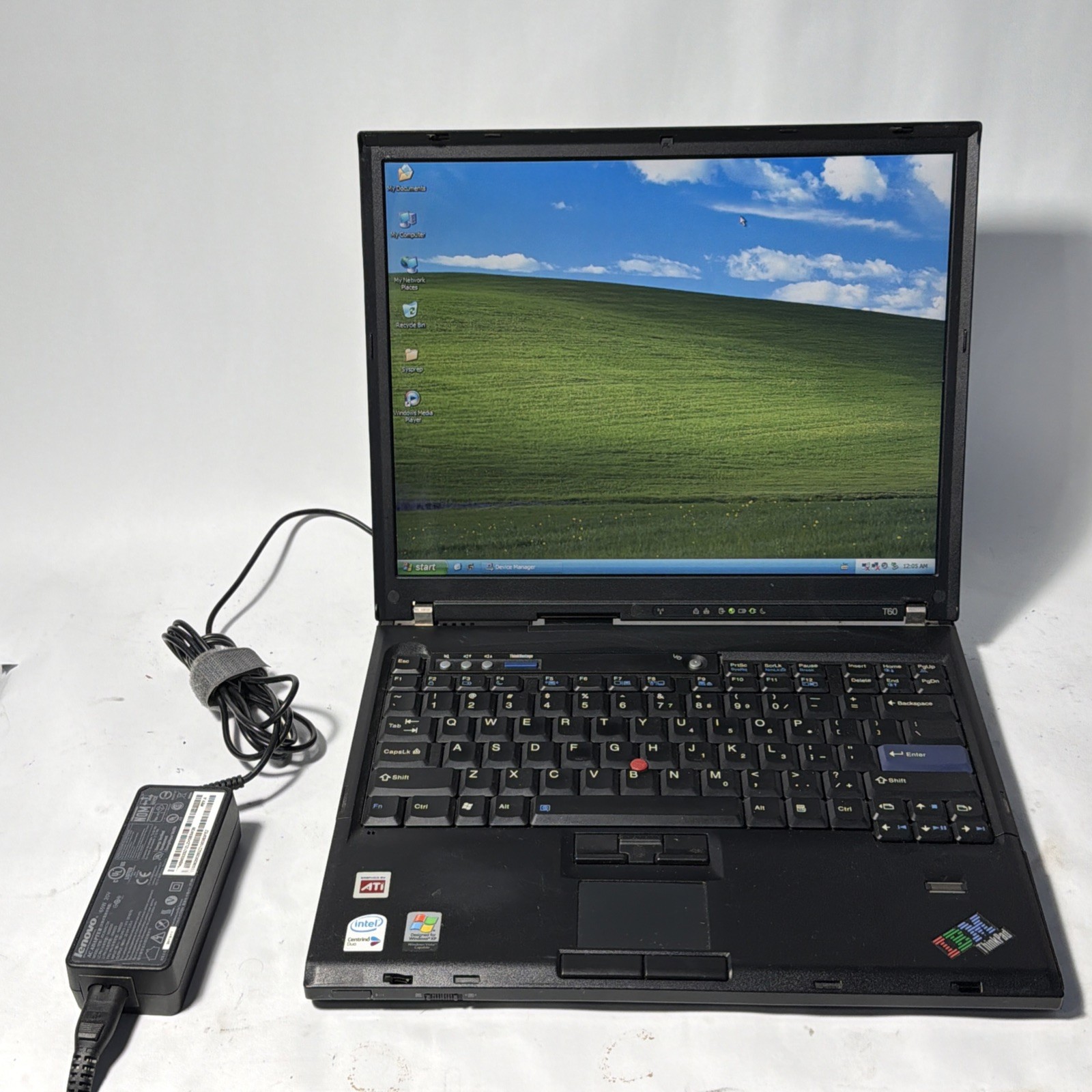 Vintage IBM ThinkPad T60 14” Laptop Win XP Pro, T2400, ATI Radeon, 320gb HDD