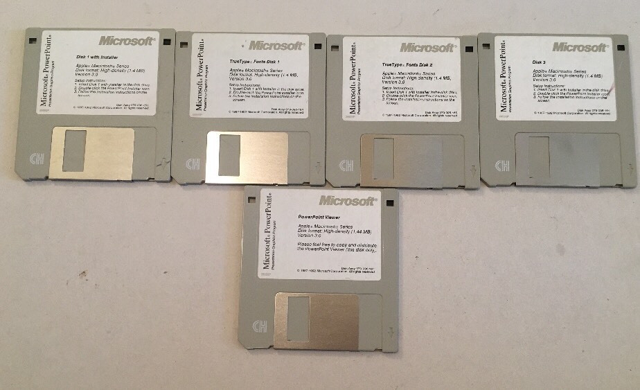 Microsoft Power Point 3-1/2" Floppy Disk For Apple Mac Ver 3.0 1-3 Font & Viewer