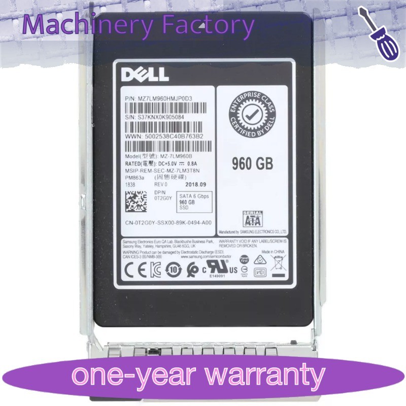 New T2G0Y 0T2G0Y MZ7KM960HMHQ0D3 Dell 960GB SATA 6Gb/s 2.5'' SSD 14/15/16G KIT