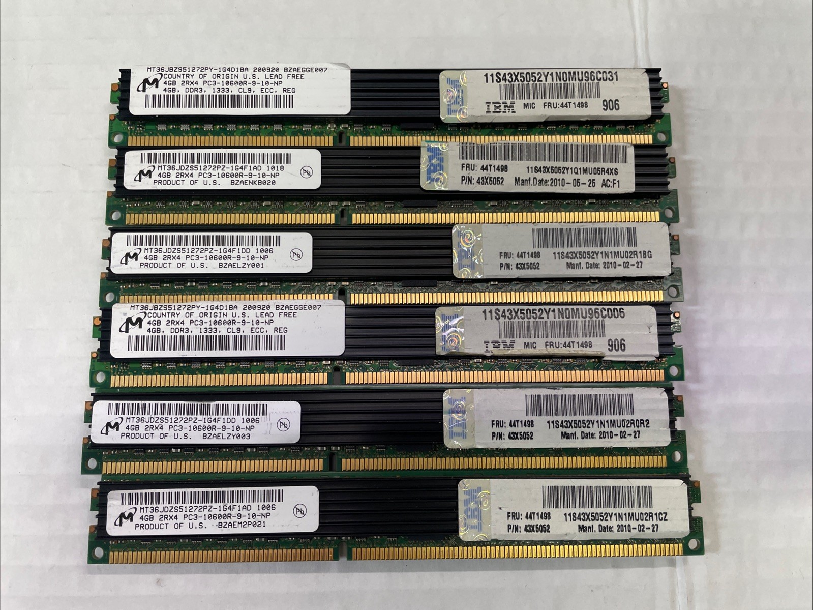 Samsung 24GB Kit (6x4GB) 2Rx4 PC3-10600R Server RAM M392B5170EM1-CH9 IBM 44T1498