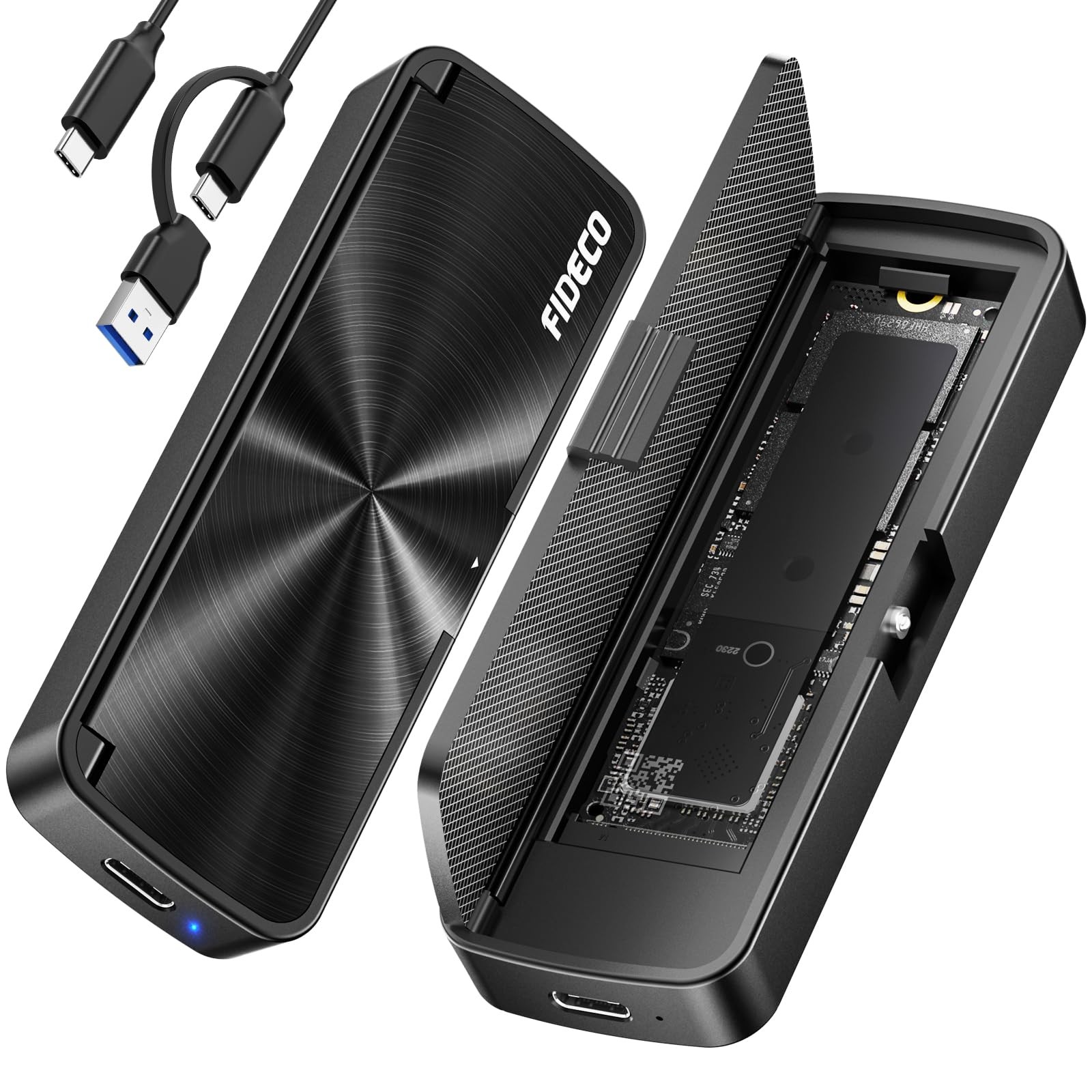 M.2 NVMe SSD Enclosure to USB 3.2 Gen 2 10Gbps Adapter for M/M+B Key SSDs