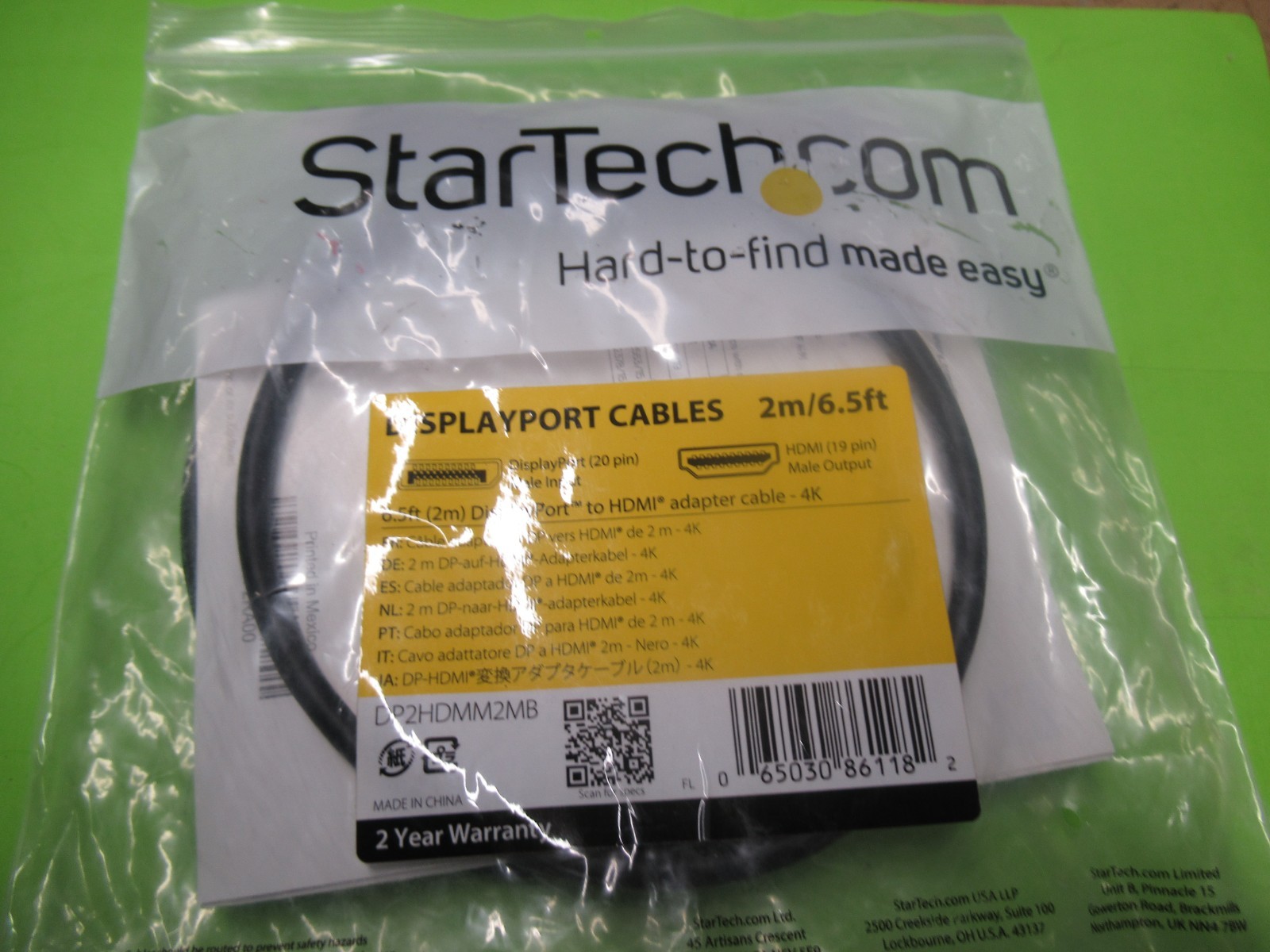 StarTech.com 6.5ft (2m) DisplayPort Male to HDMI Male Adapter Cable - 4K Video