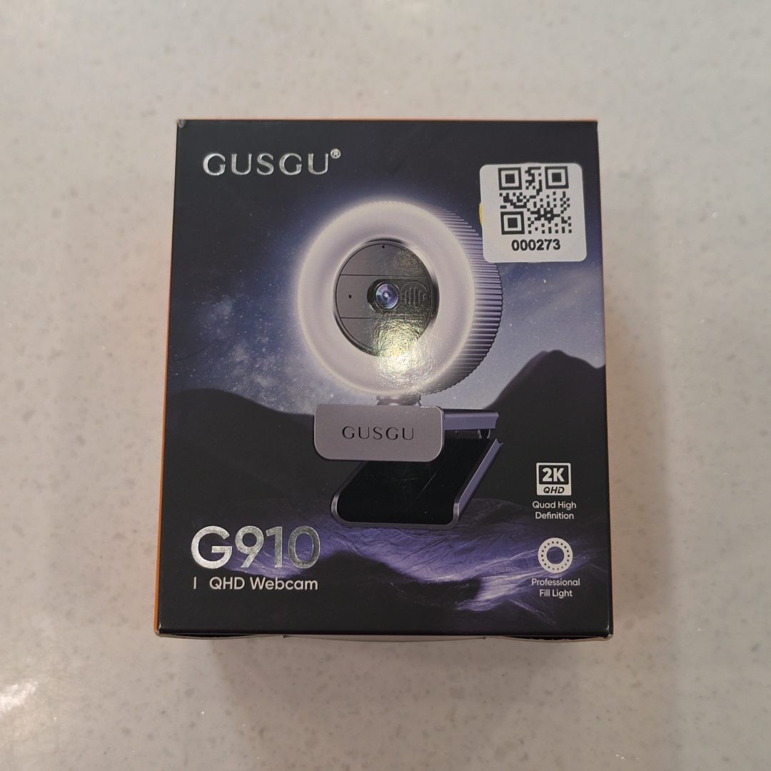 Gusgu G910 Webcam Silver Streaming Camera With Ring Light And Privacy Cover
