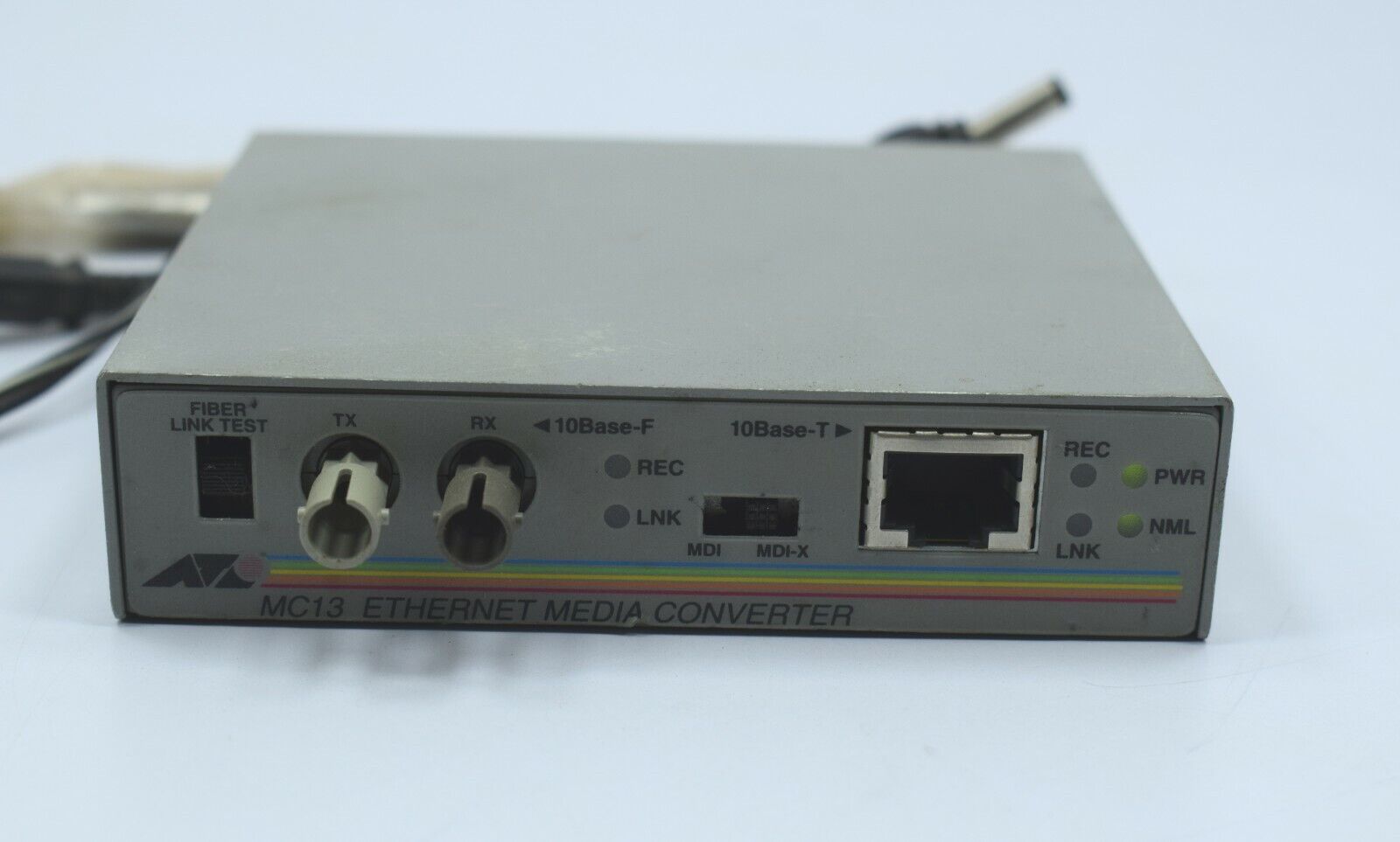 ATI Allied telesis AT- MC 13 UTP to fiber ST Ethernet Media Converter 12VDC