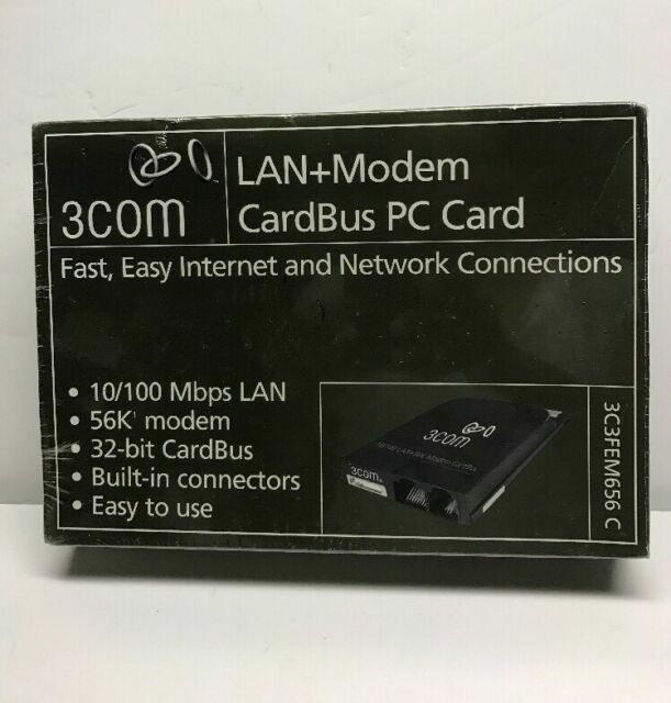 3COM 3C3FEM656C 10/100 LAN+MODEM CARDBUS PC CARD NEW OLD STOCK SEALED