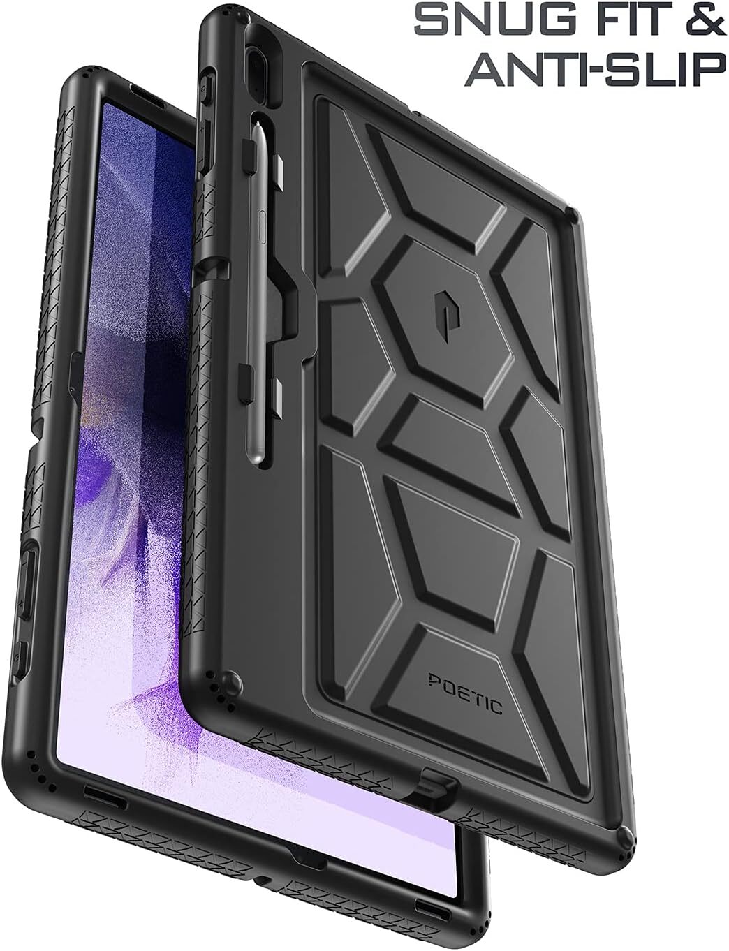 For Galaxy Tab S7 FE 2021 / Tab S7 Plus 2020 Poetic Heavy Duty Case Black