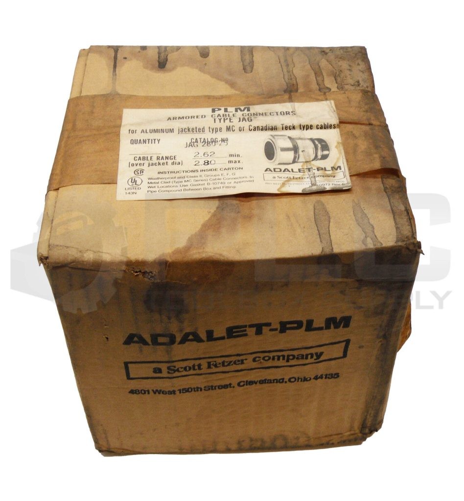 SEALED NEW BOX OF 2 ADALET-PLM JAG280-25 ARMORED CABLE CONNECTOR *READ*