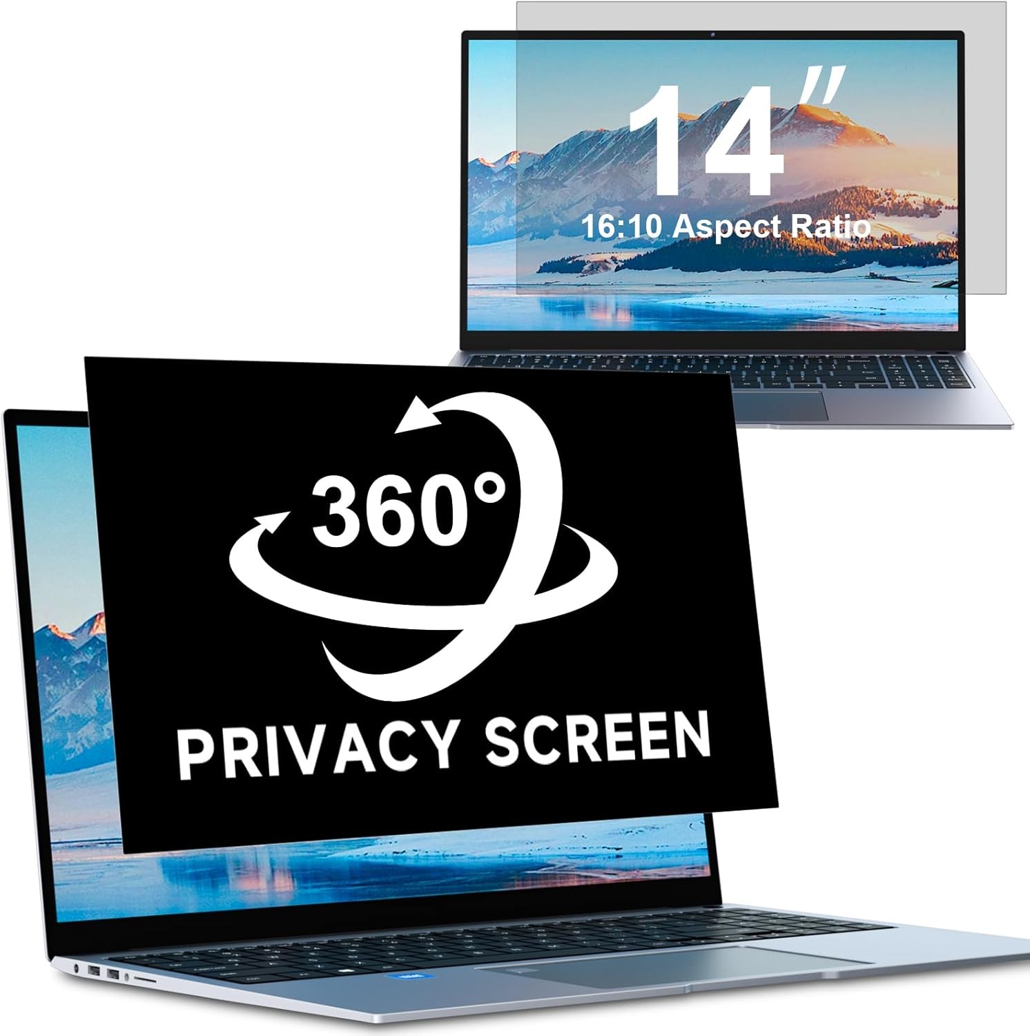 4-way 360° Laptop Privacy Screen For 14 Inch 1920x1200P Computer, Removable