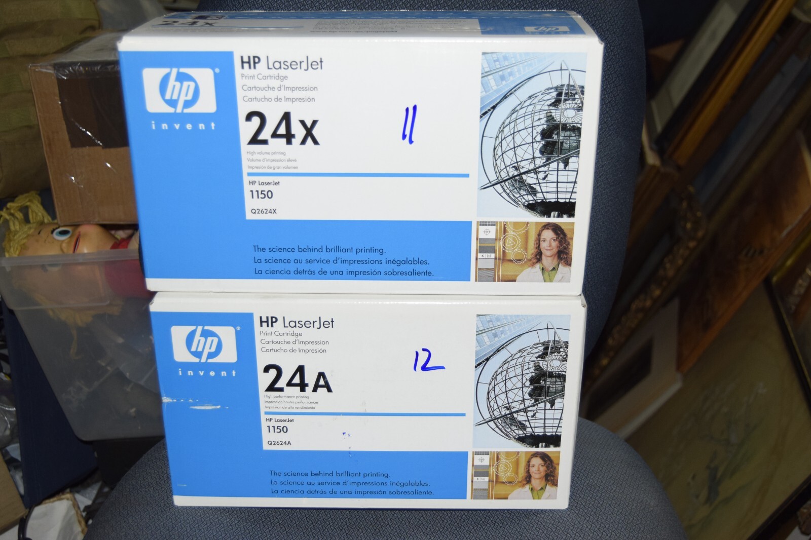 2 New OEM HP 24A & 24X Black Toner  Print Cartridges For LaserJet 1150