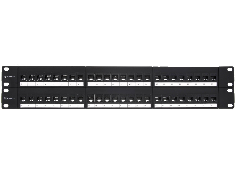Networx Cat 6 High-Density Feed Through Patch Panel - 48 Port, 2U