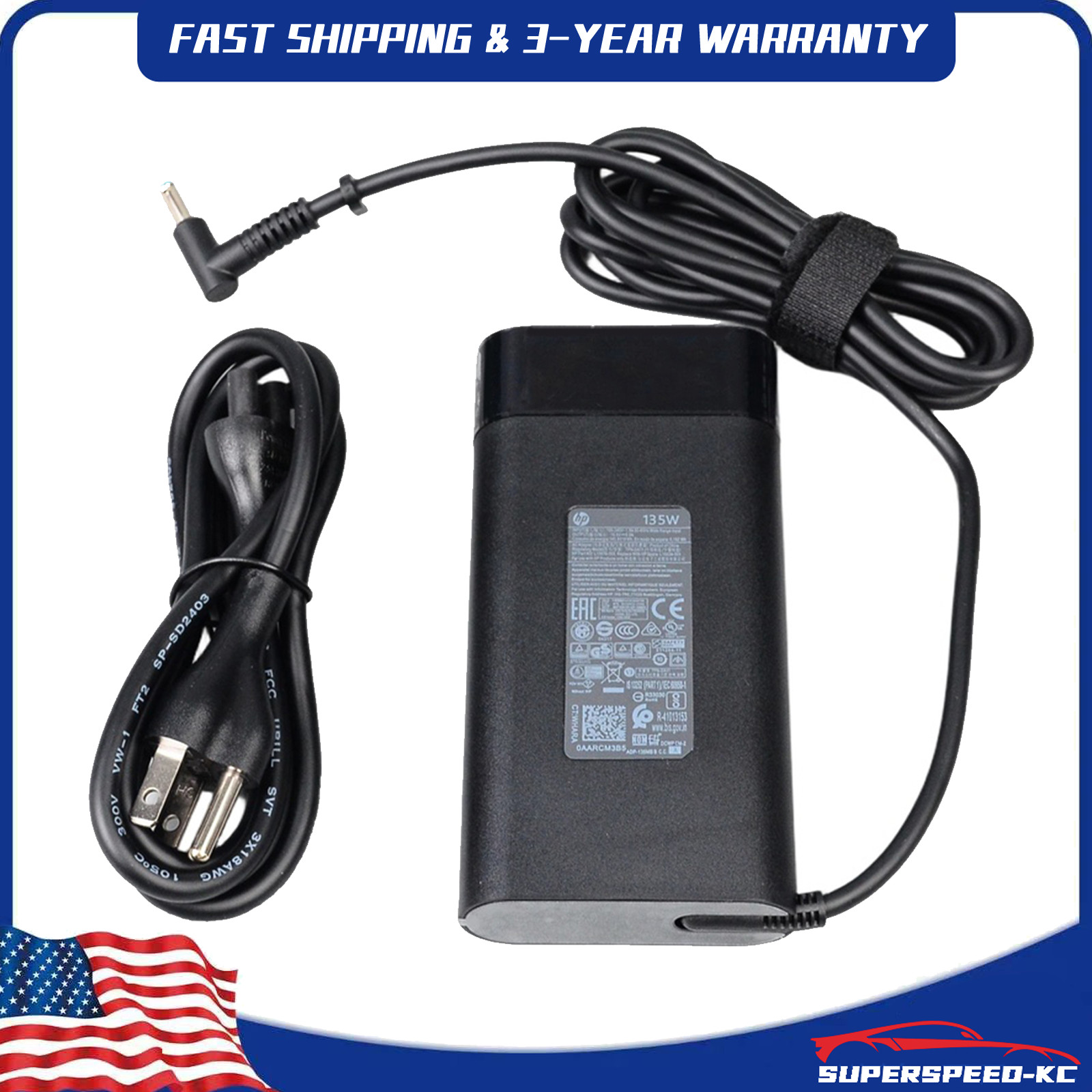 135W 19.5V 6.9A AC Adapter for HP TPN-CA13 4.5x3.0mm Blue Tip L15537-001 Laptop