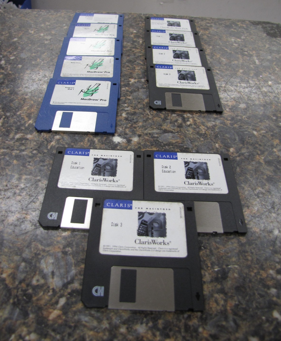 Lot of (12) Various Vintage Claris Software Disks 3.5" - MacDraw/Pro & Works