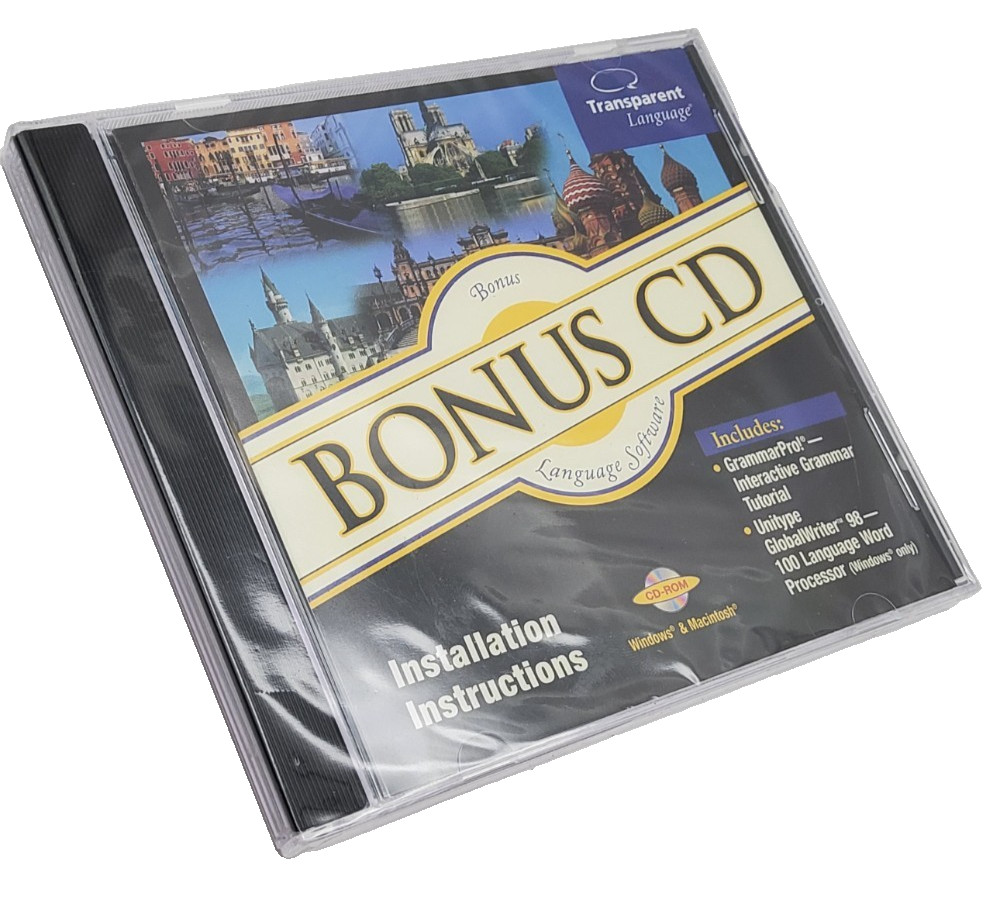 Transparent Language Software Bonus CD ~ 1998 VTG CD-Rom