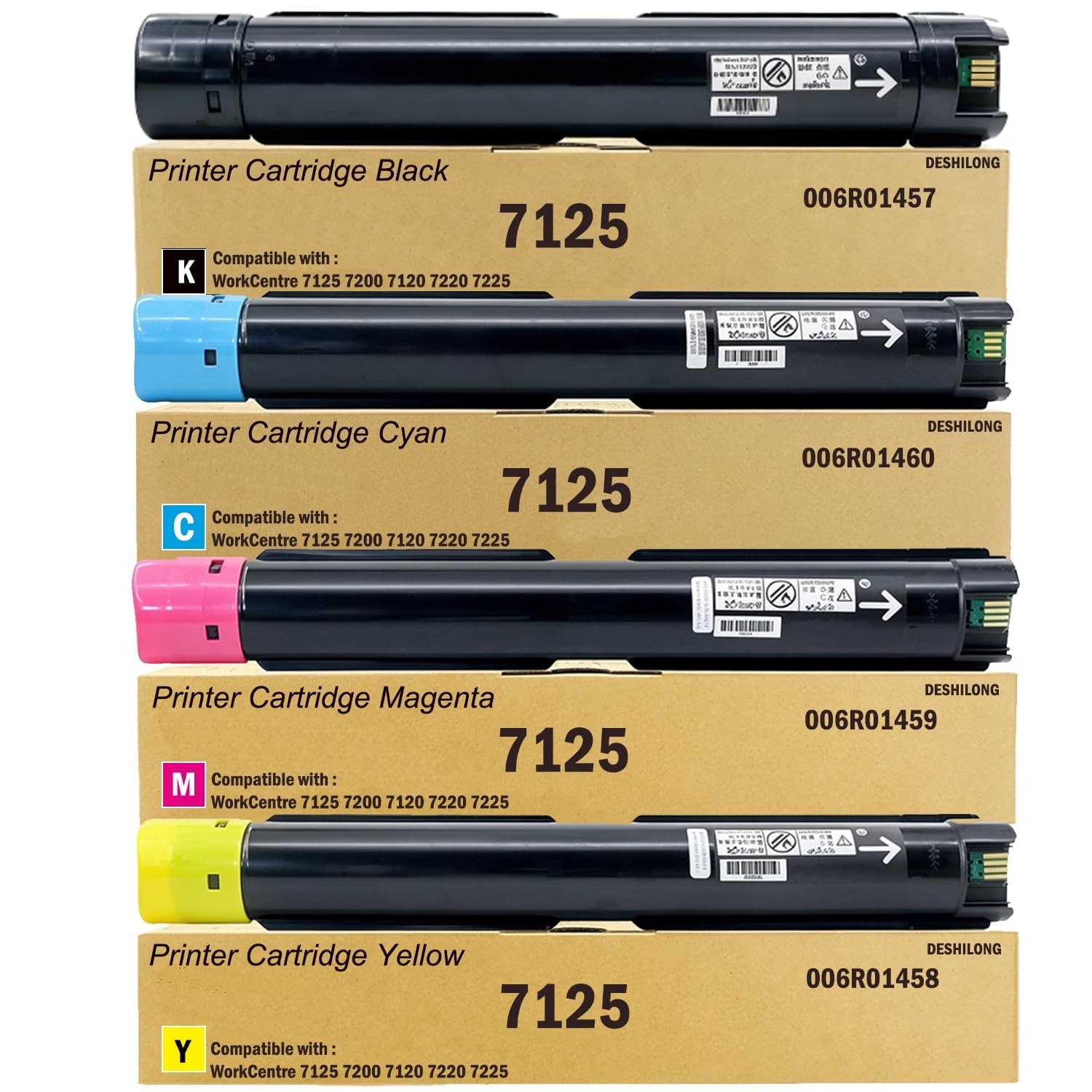 Toner Cartridge  for Xerox WorkCentre 7125 7200 7120 7220 7225 Printer 4 Pack