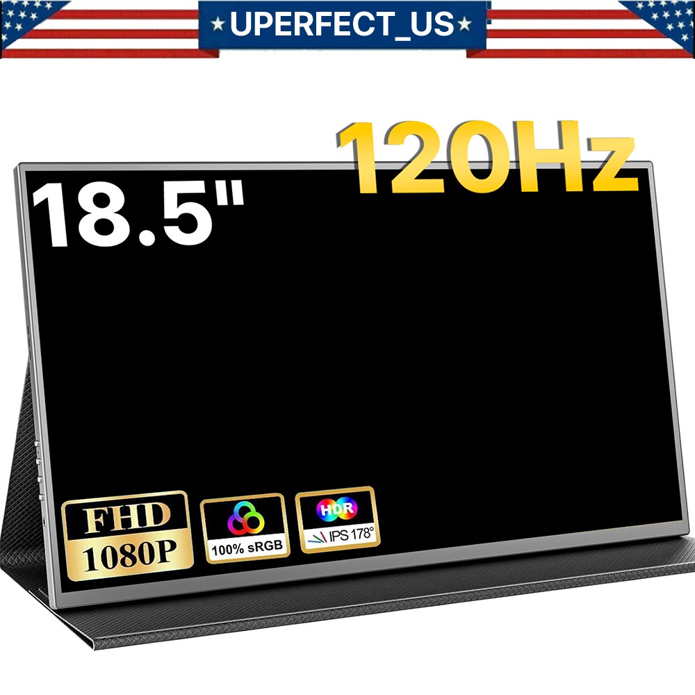 UPERFECT 18.5" 120Hz Monitor 1080P FHD LCD Display HDMI IPS Panel w/Folding Case
