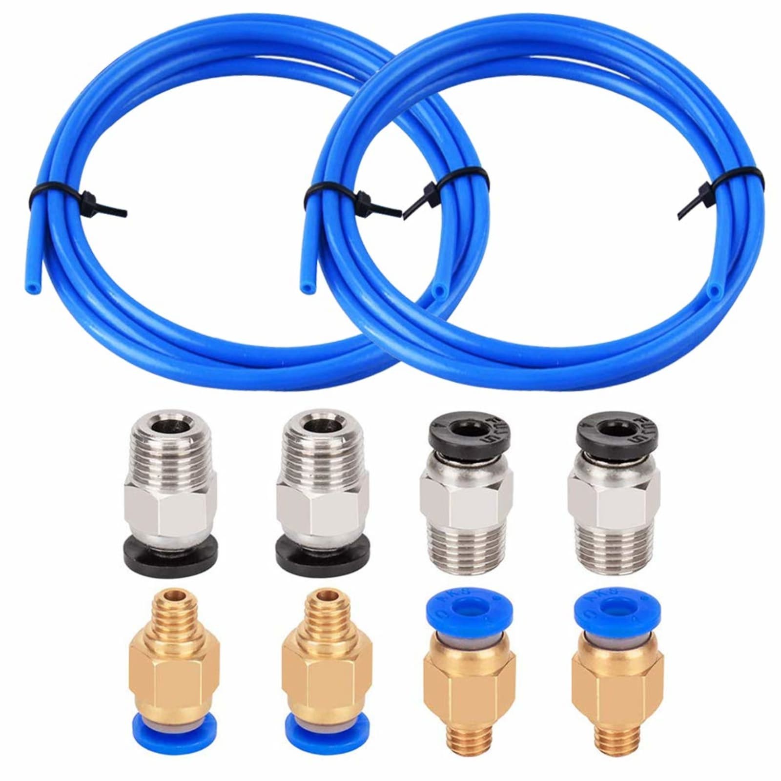2x 1.5m Blue PTFE Bowden Tube Kit 1.75mm 3D Printer 4pc PC4-M6 4pc PC4-M10
