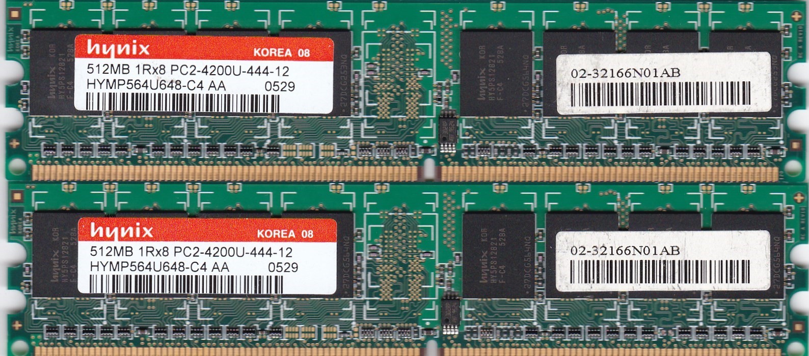 1GB 2x512MB PC2-4200 HYNIX HYMP564U648-C4 AA DDR2-533 DESKTOP RAM MEMORY KIT