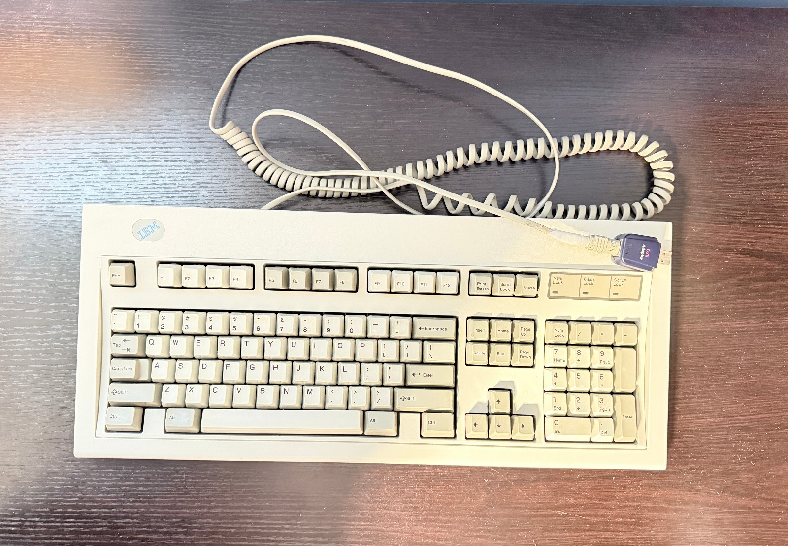 IBM model M (82G2383) Manufactured by Lexmark 08-JUL-94, Wired with Adapter