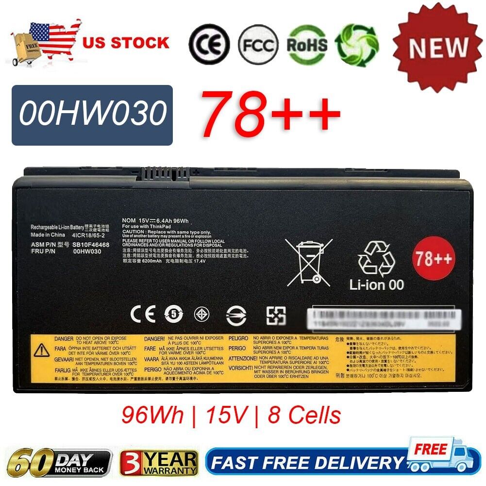 ✅96WH 01AV451 00HW030 78++ Battery For Lenovo ThinkPad P70 P71 Series SB10F46468
