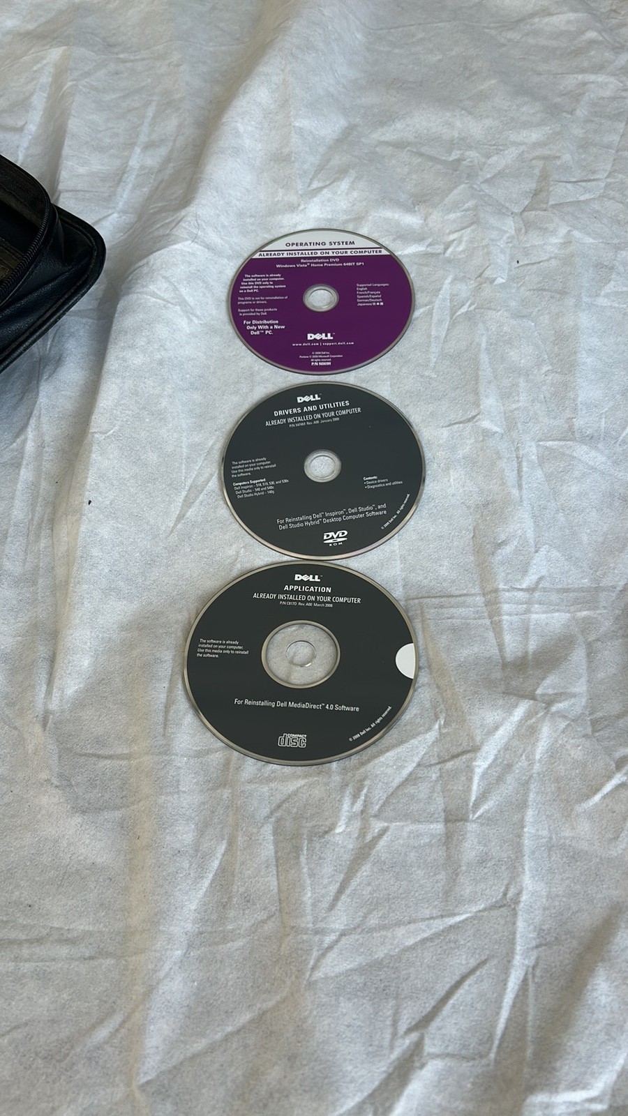 Vintage Dell Windows Vista Home Premium Reinstallation Disc Set (3 CDs)