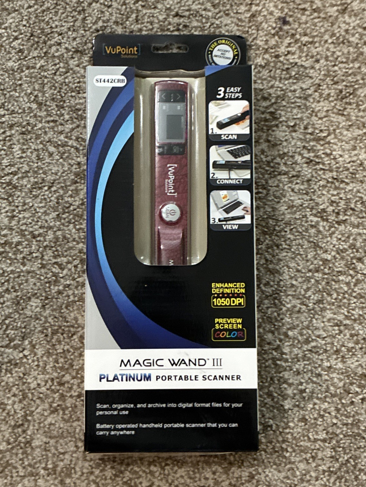 VuPoint Magic Wand III Platinum Portable Scanner ST442CRB - Open Box