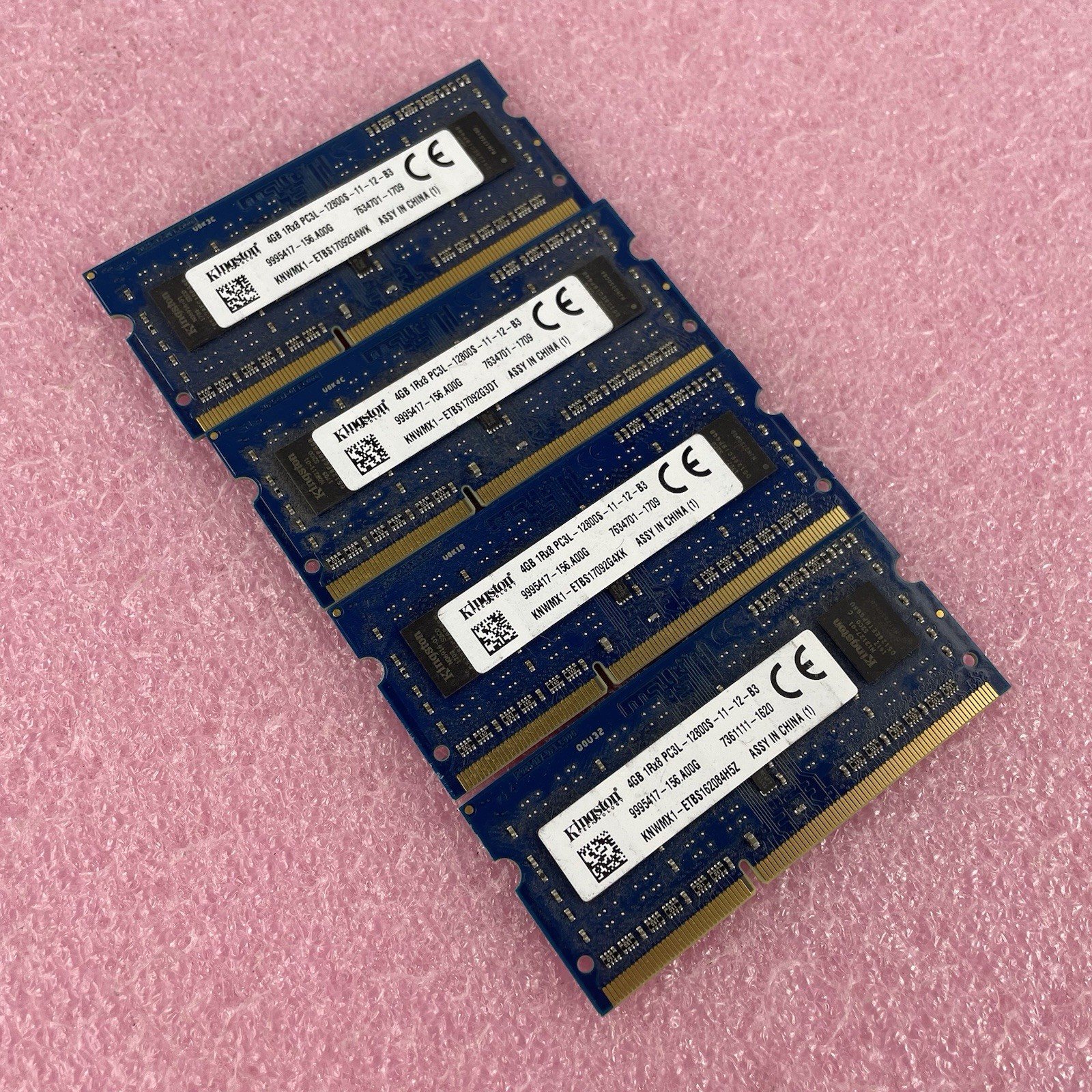 Kingston 4GB DDR3L-1600 PC3L-12800S SODIMM Laptop RAM 9995417-156 Lot of 4