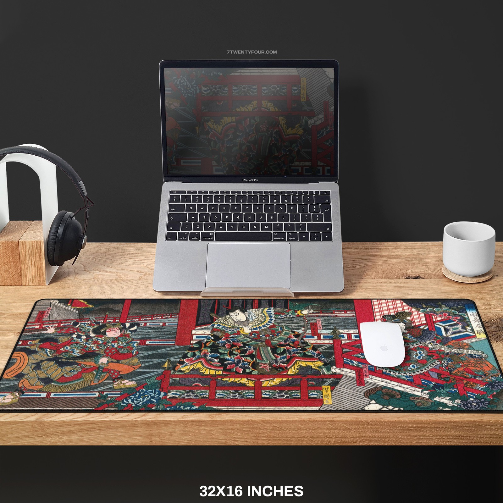 Kabuki Clash – Ukiyo-e Actors in Chinese Palace Scene XL Desk Mat