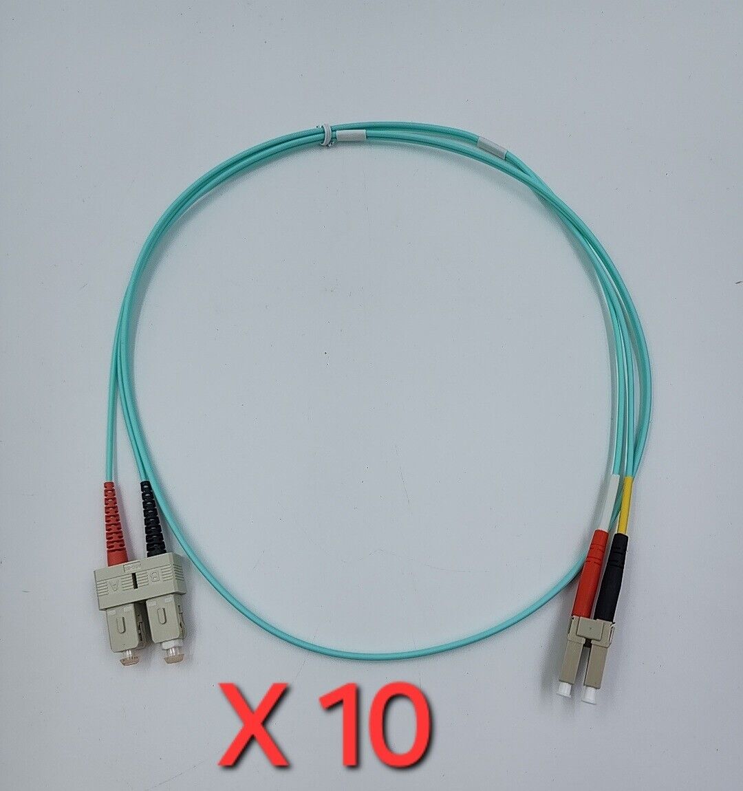 10X Corning 1M LC UPC to SC UPC Duplex 10G OM3 Multimode Fiber Optic Patch Cable