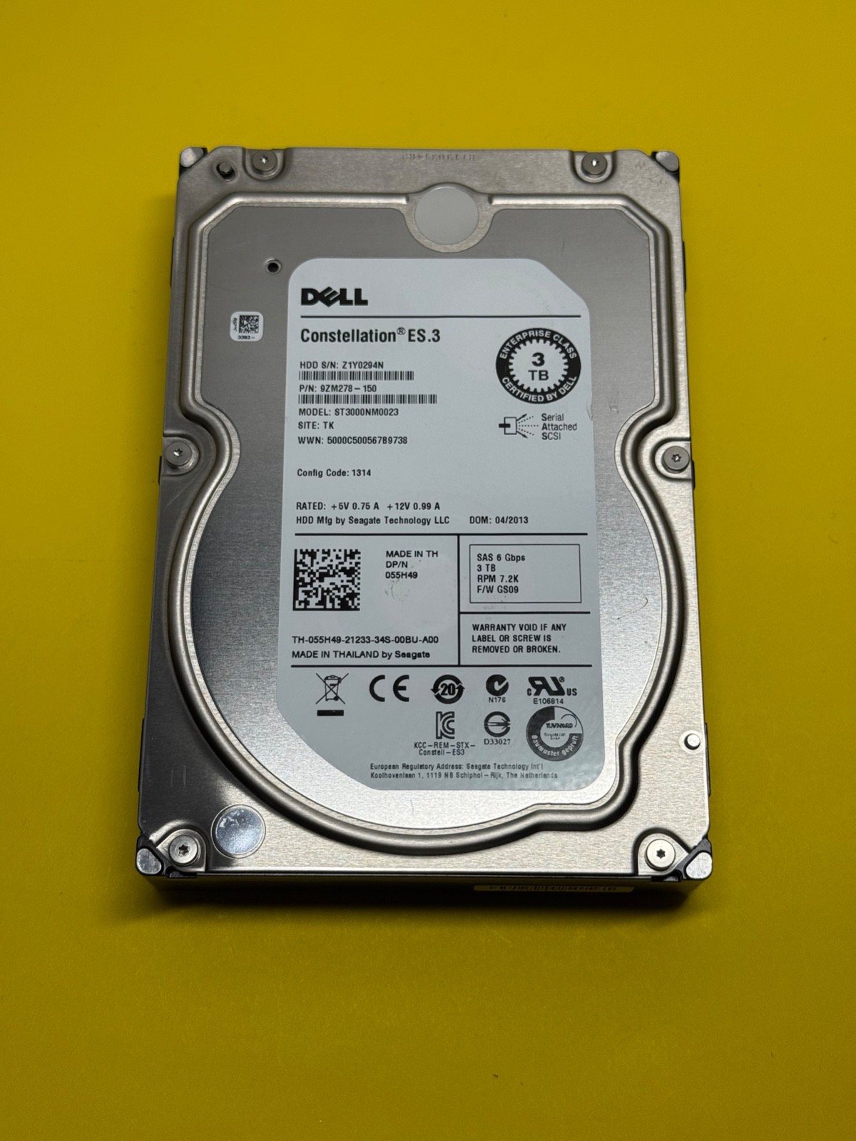 Dell Constellation ST3000NM0023 3TB SAS 3.5" 7.2k 6Gbps 055H49/55H49